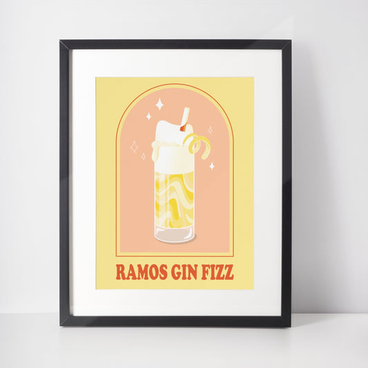 Ramos Gin Fizz Art Print by Cocktail Critters