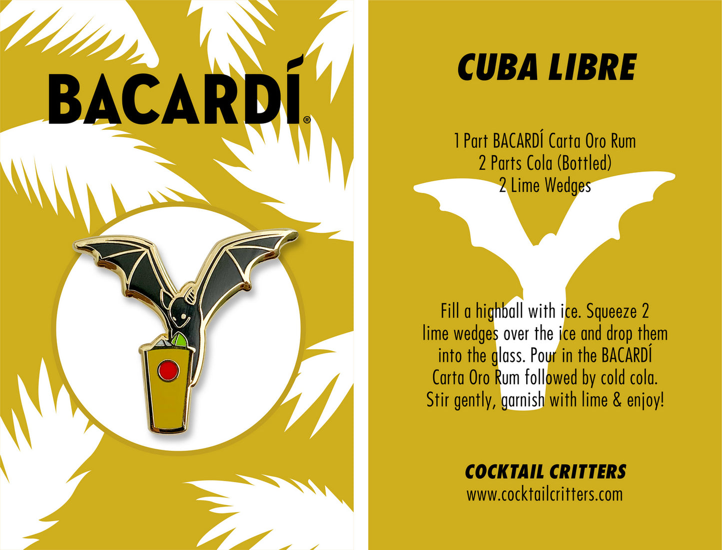 Bacardi Cuba Libre Cocktail Enamel Pin by Cocktail Critters