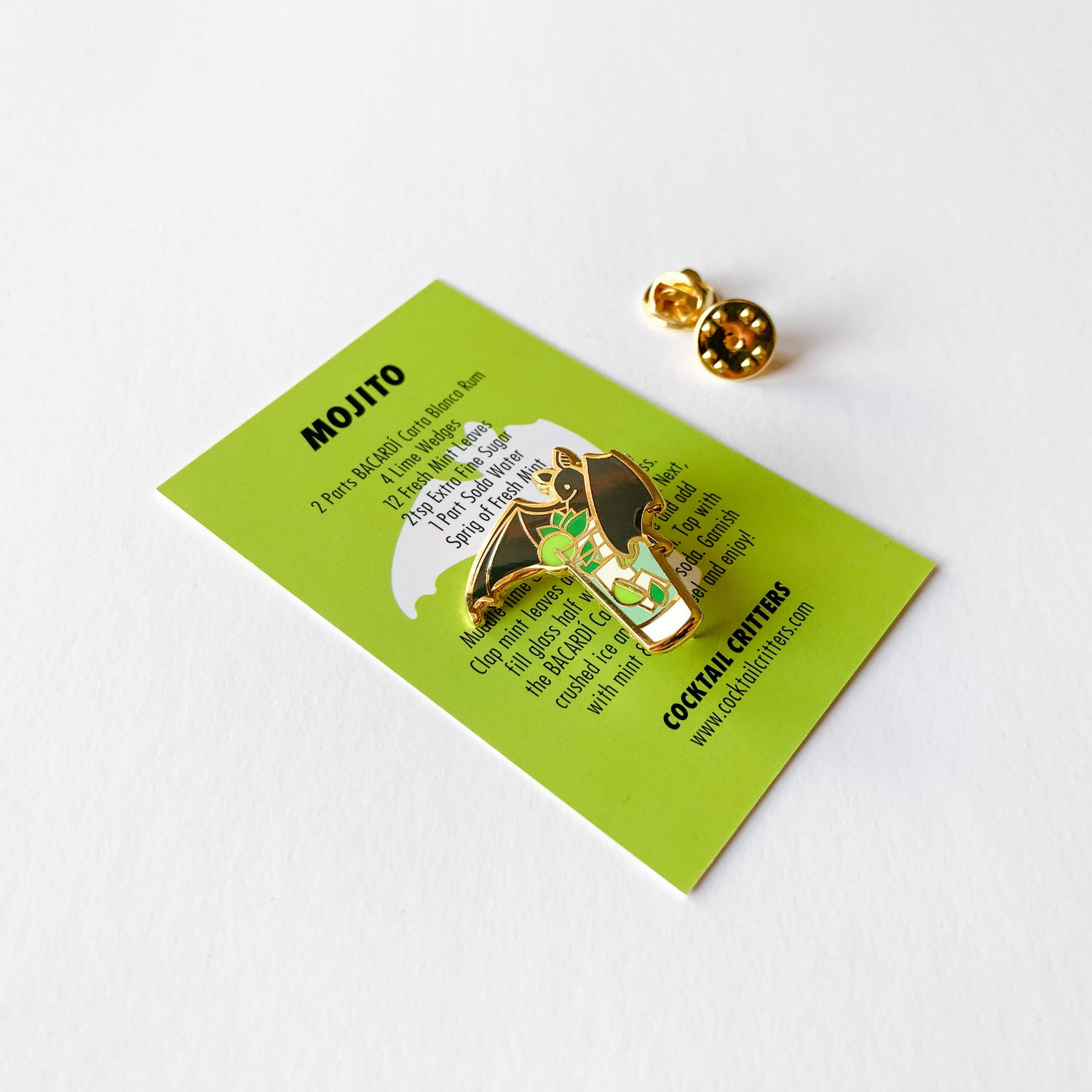Bacardi Mojito Cocktail Enamel Pin by Cocktail Critters