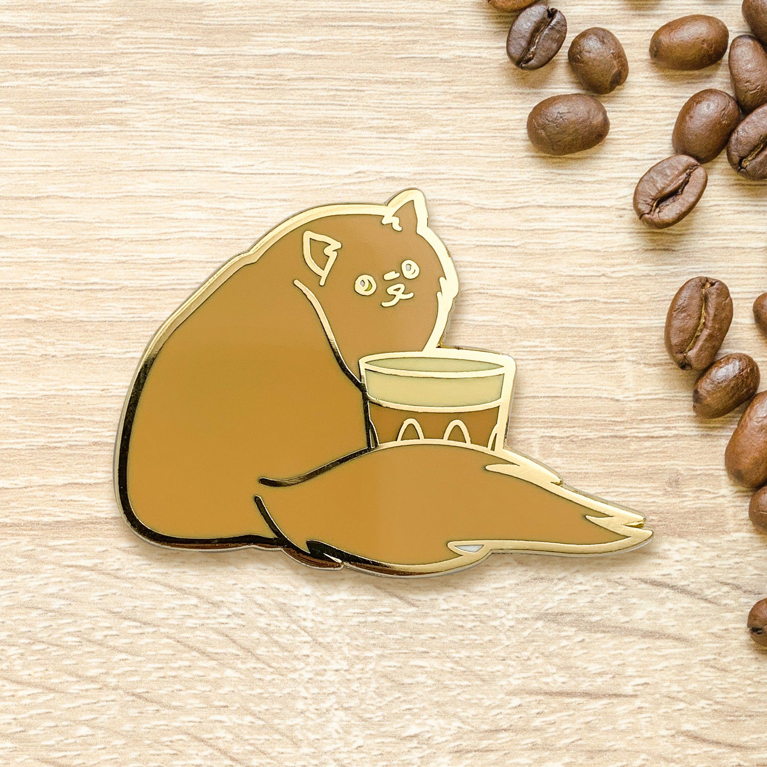 Cocktail Critters Persian x Latte Enamel Pin