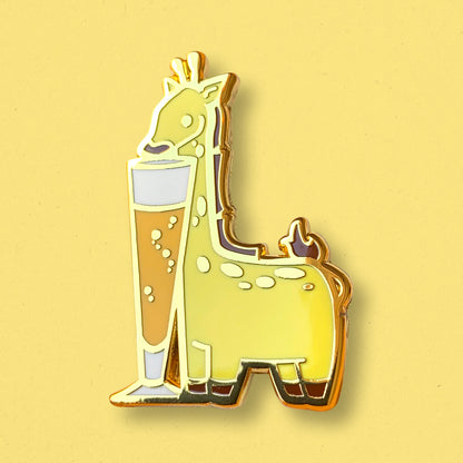Giraffe and Lager Beer Hard Enamel Pin by Cocktail Critters