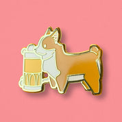 Corgi & Beer Hard Enamel Pin by Cocktail Critters
