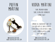 Puffin & Vodka Martini Cocktail Hard Enamel Pin by Cocktail Critters