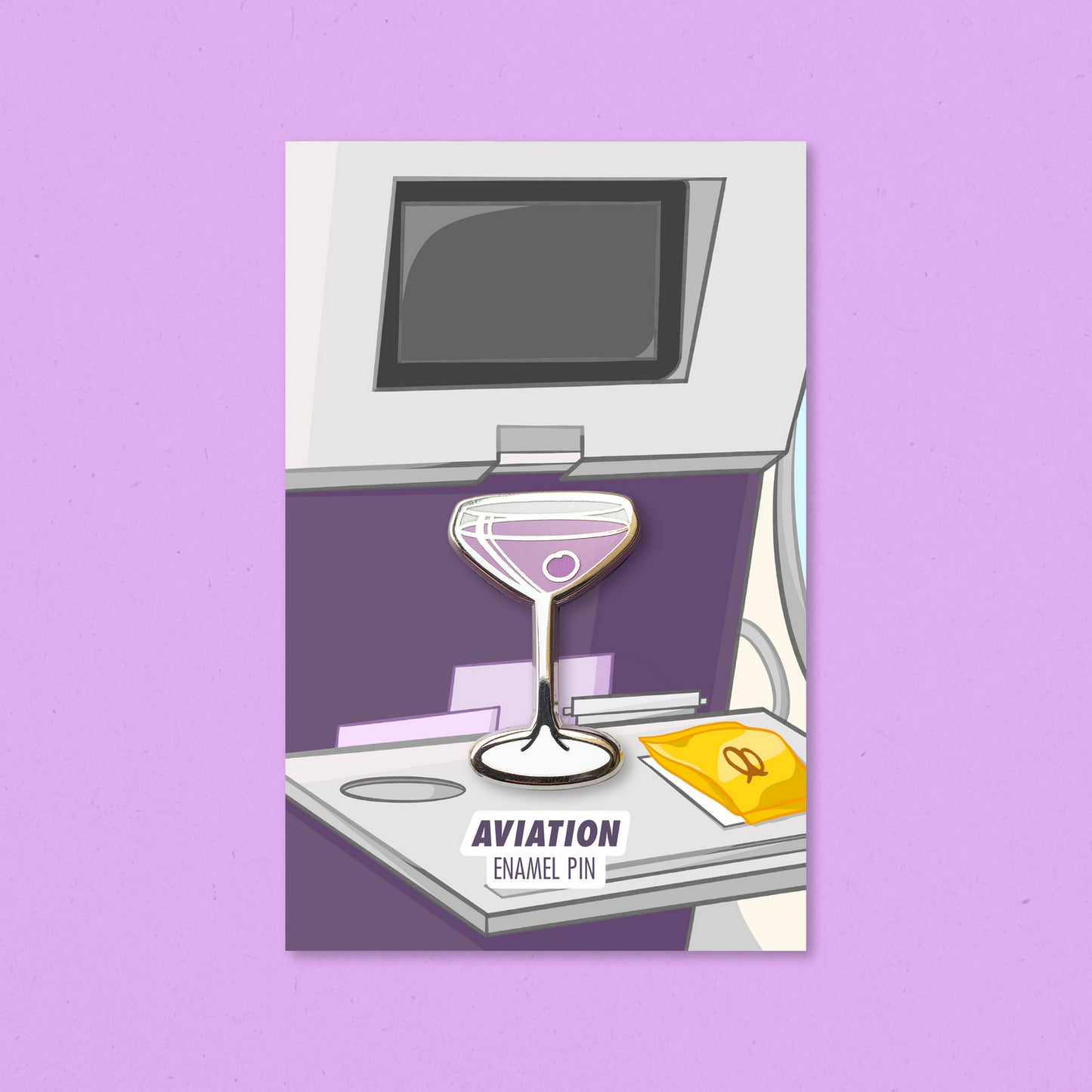 Aviation Cocktail Enamel Pin by Cocktail Critters