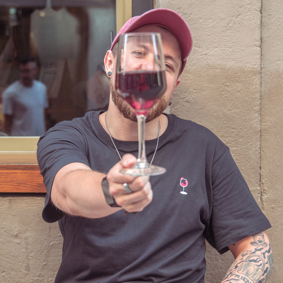 Red Wine Embroidered T-Shirt