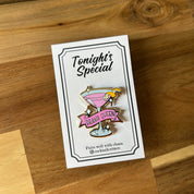 Cosmopolitan Cocktail Pin with Drama Queen Banner in Pink