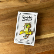 Pina Colada Cocktail Pin with Wanderlust on Banner in Yellow