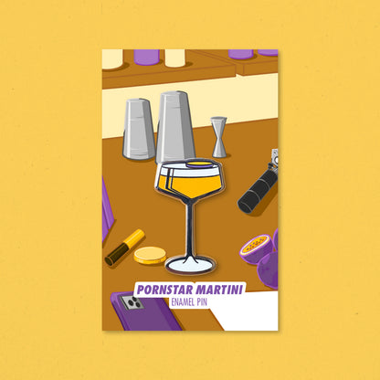 Pornstar Martini Cocktail Enamel Pin by Cocktail Critters