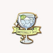 Gin & Tonic Cocktail Pin with Emotionally Dry Banner in Green