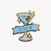 Dirty Martini Cocktail Pin with Filthy AF Flag in Blue