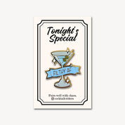 Dirty Martini Cocktail Pin with Filthy AF Flag in Blue