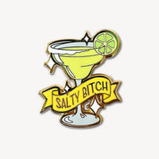 Margarita Cocktail Pin with Salty Bitch on Flag in Yellow