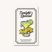 Margarita Cocktail Pin with Salty Bitch on Flag in Yellow