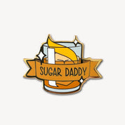 Old Fashioned Cocktail Pin with Sugar Daddy on Flag in Brown