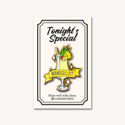 Pina Colada Cocktail Pin with Wanderlust on Banner in Yellow