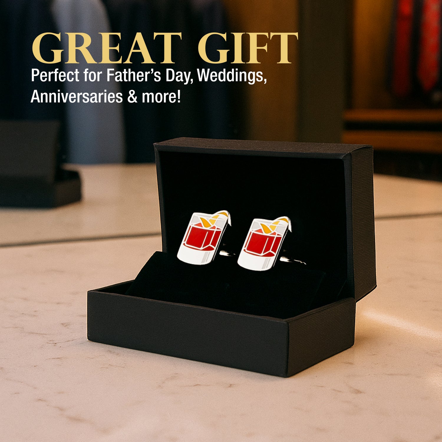 Negroni Cuff Links – Cocktail Critters Negroni Cuff Links – Cocktail Critters