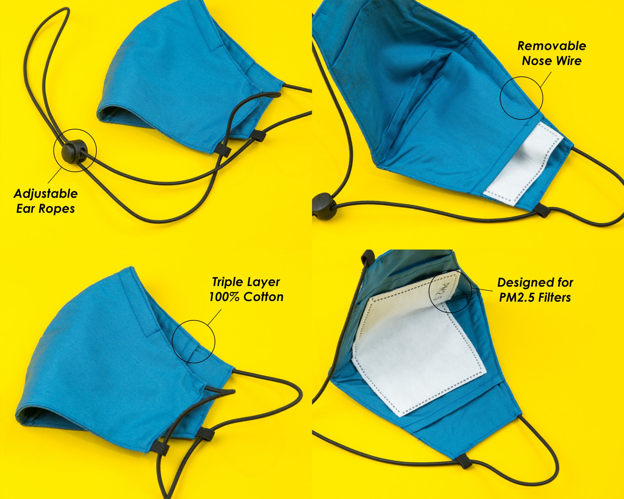 Solid Color Face Masks with Rope