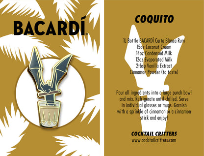 Bacardi Coquito Cocktail Enamel Pin by Cocktail Critters