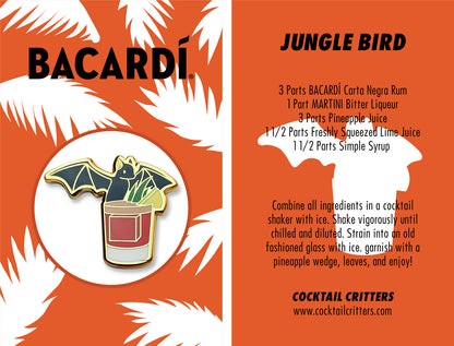 Bacardi Jungle Bird Cocktail Enamel Pin by Cocktail Critters