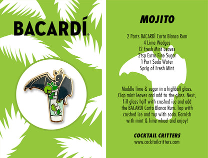 Bacardi Mojito Cocktail Enamel Pin by Cocktail Critters
