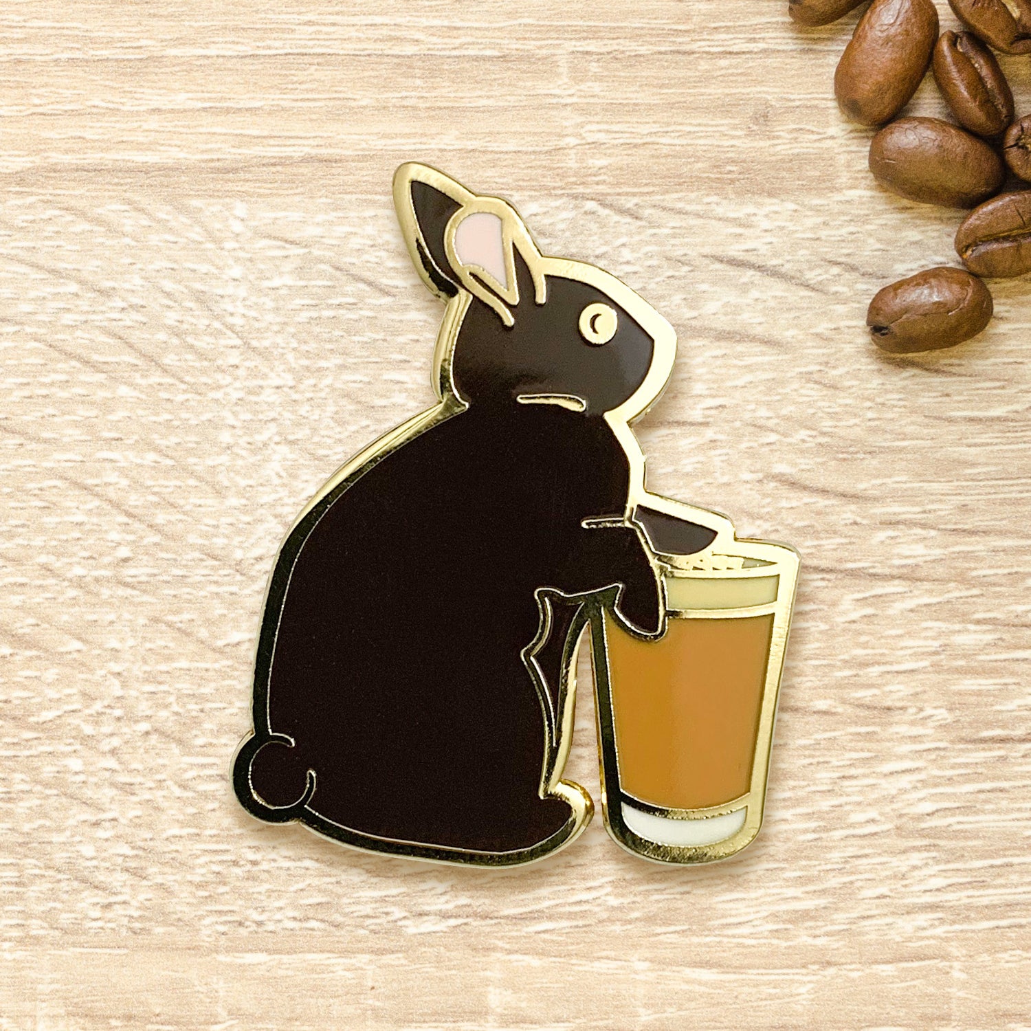 Alaska Rabbit & Latte Coffee Hard Enamel Pin by Cocktail Critters
