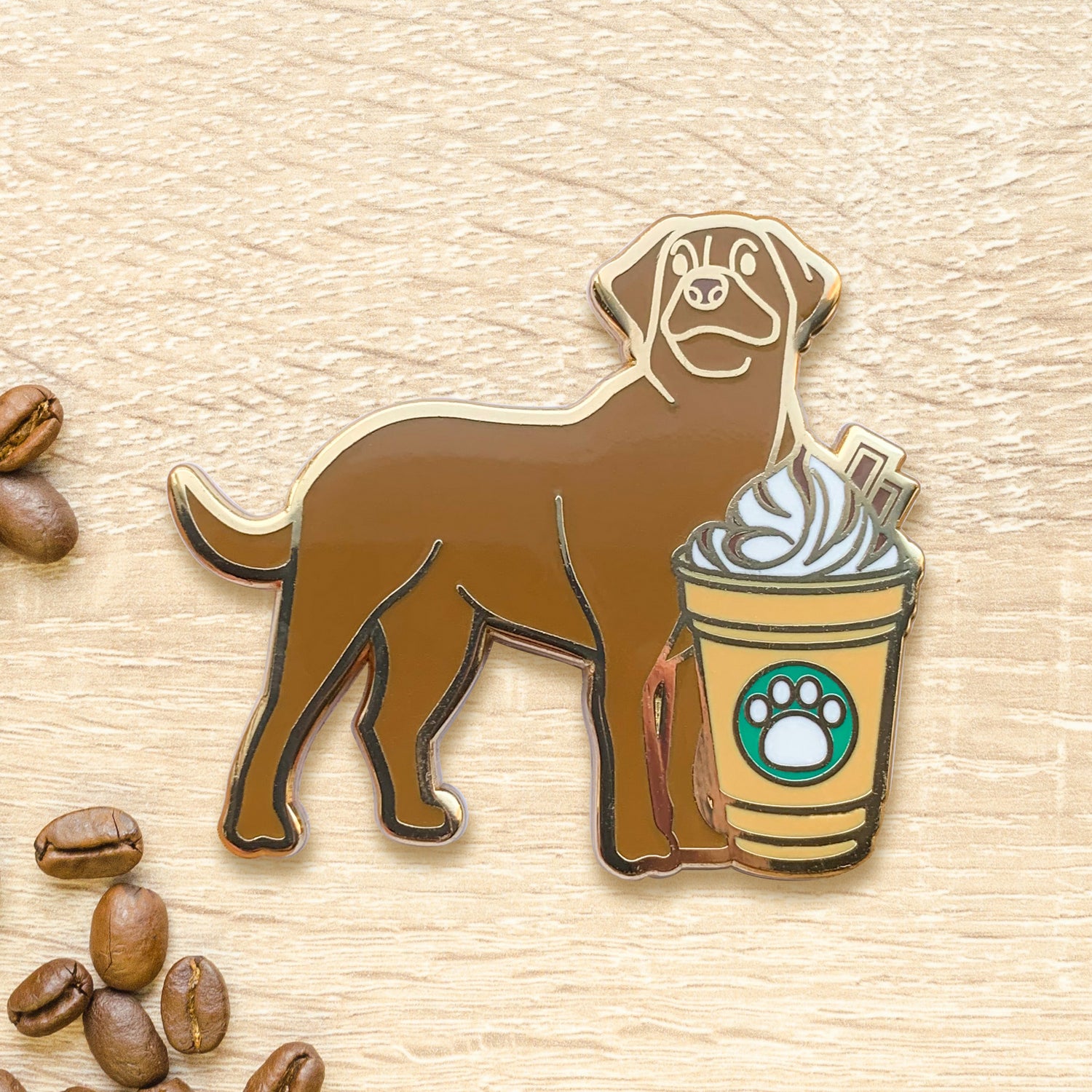 Chocolate Labrador & Chocolate Mocha Frappe Coffee Hard Enamel Pin by Cocktail Critters