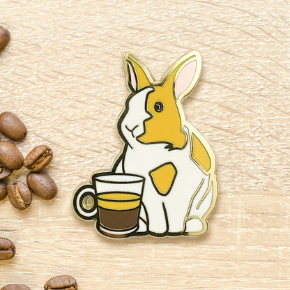Dutch Rabbit & Espresso Coffee Hard Enamel Pin by Cocktail Critters