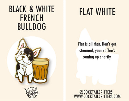 French Bulldog & Flat White Coffee Hard Enamel Pin by Cocktail Critters