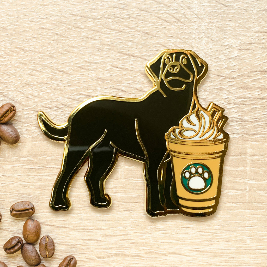 Black Labrador x Mocha Enamel Pin – Cocktail Critters