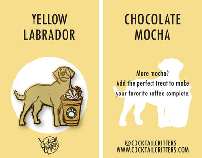 Yellow Labrador & Mocha Frappe Coffee Hard Enamel Pin by Cocktail Critters
