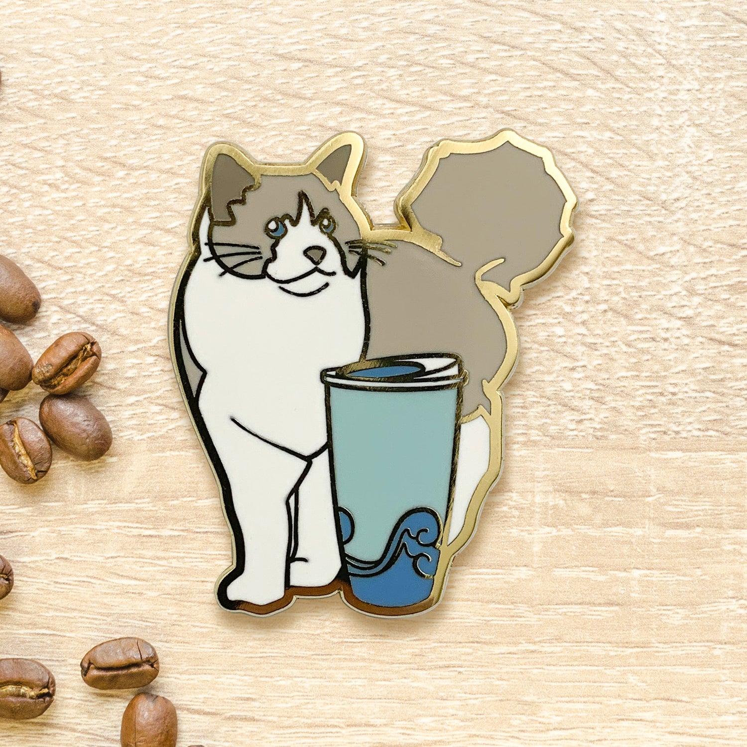Rag Doll & Coffee Hard Enamel Pin by Cocktail Critters