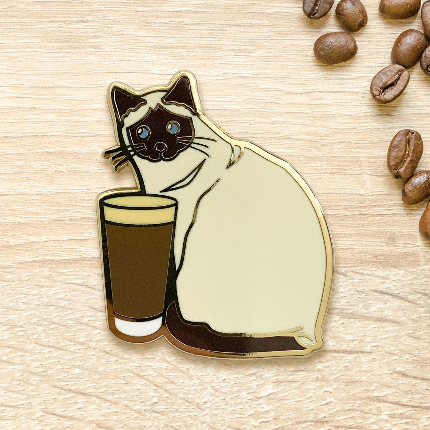 Siamese Cat & Nitro Cold Brew Coffee Hard Enamel Pin by Cocktail Critters