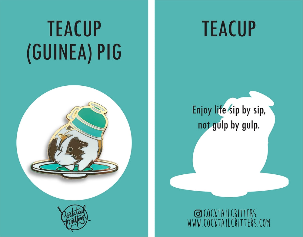 Guinea Pig & Teacup Hard Enamel Pin by Cocktail Critters