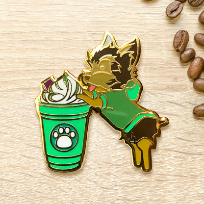 Yorkshire Terrier Dog & Coffee Hard Enamel Pin by Cocktail Critters