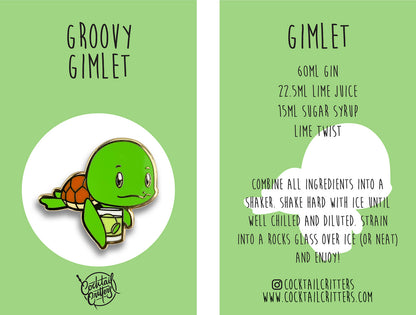 Groovy Gimlet Cocktail Enamel Pin by Cocktail Critters