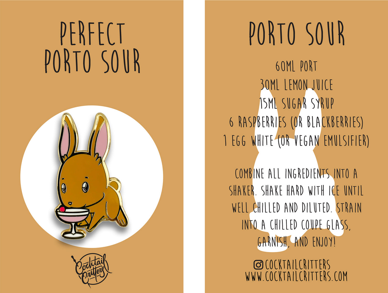 Perfect Porto Sour Cocktail Enamel Pin by Cocktail Critters