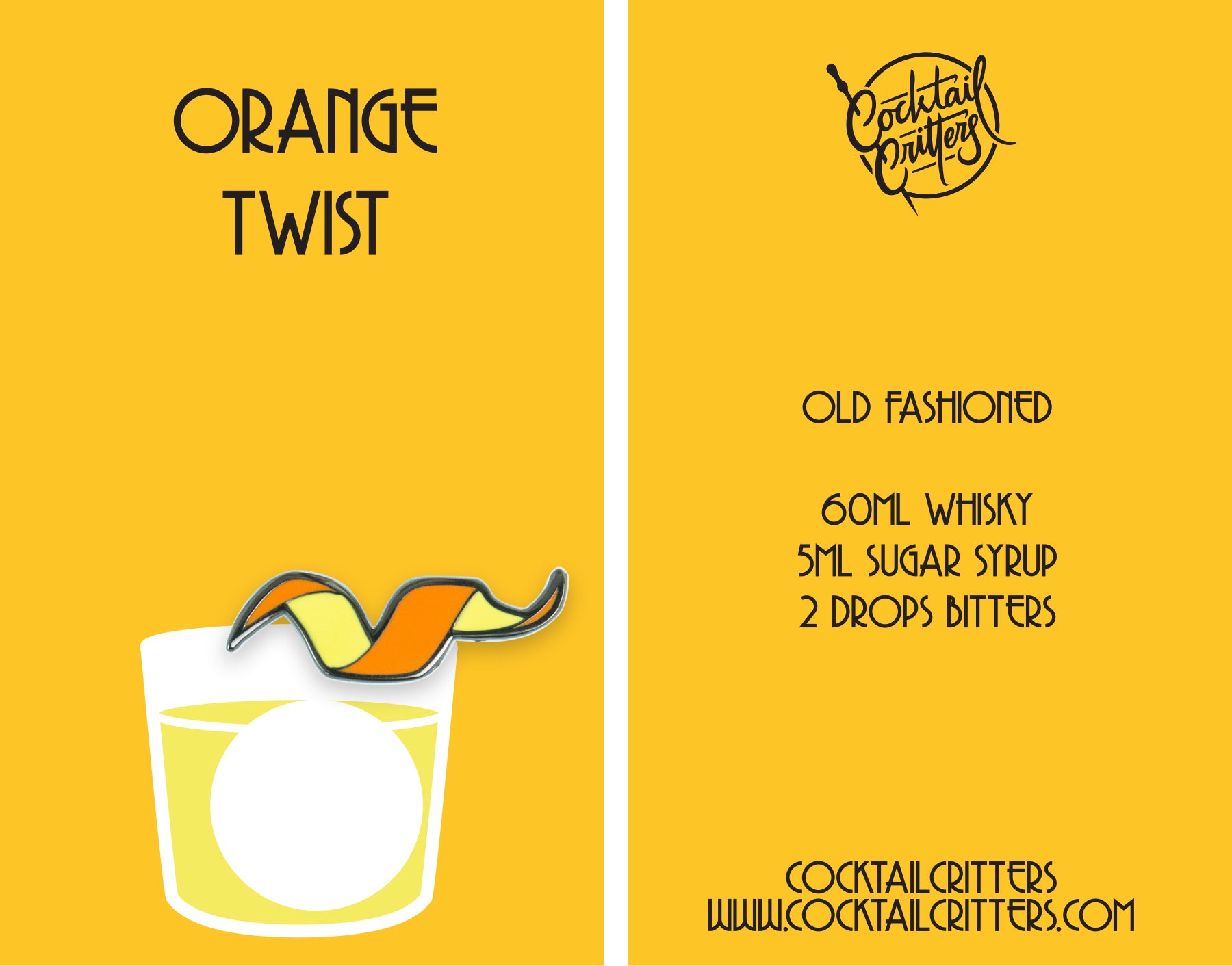 Orange Twist Cocktail Enamel Pin