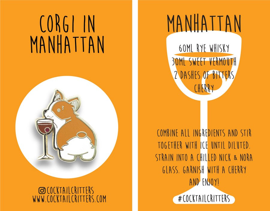 Corgi Beer & Cocktail Pin Set
