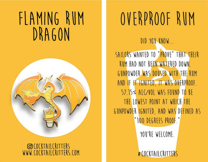 Dragon & Overproof Rum Hard Enamel Pin by Cocktail Critters