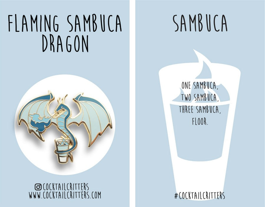 Dragon & Sambuca Hard Enamel Pin by Cocktail Critters