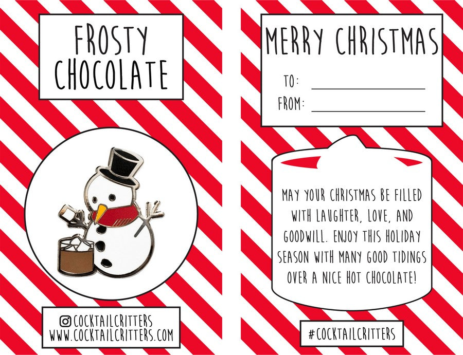 Snowman & Hot Chocolate Hard Enamel Pin by Cocktail Critters