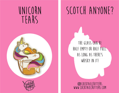 Unicorn and Scotch Whiskey Glass Hard Enamel Pin by Cocktail Critters