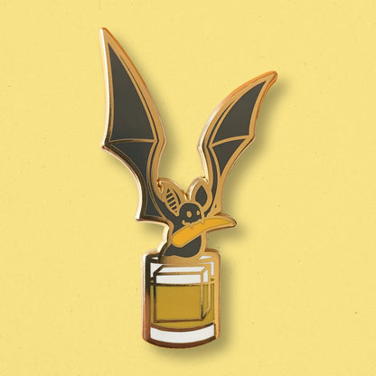 Bat and Old Fashioned Cocktail Hard Enamel Pin by Cocktail Critters