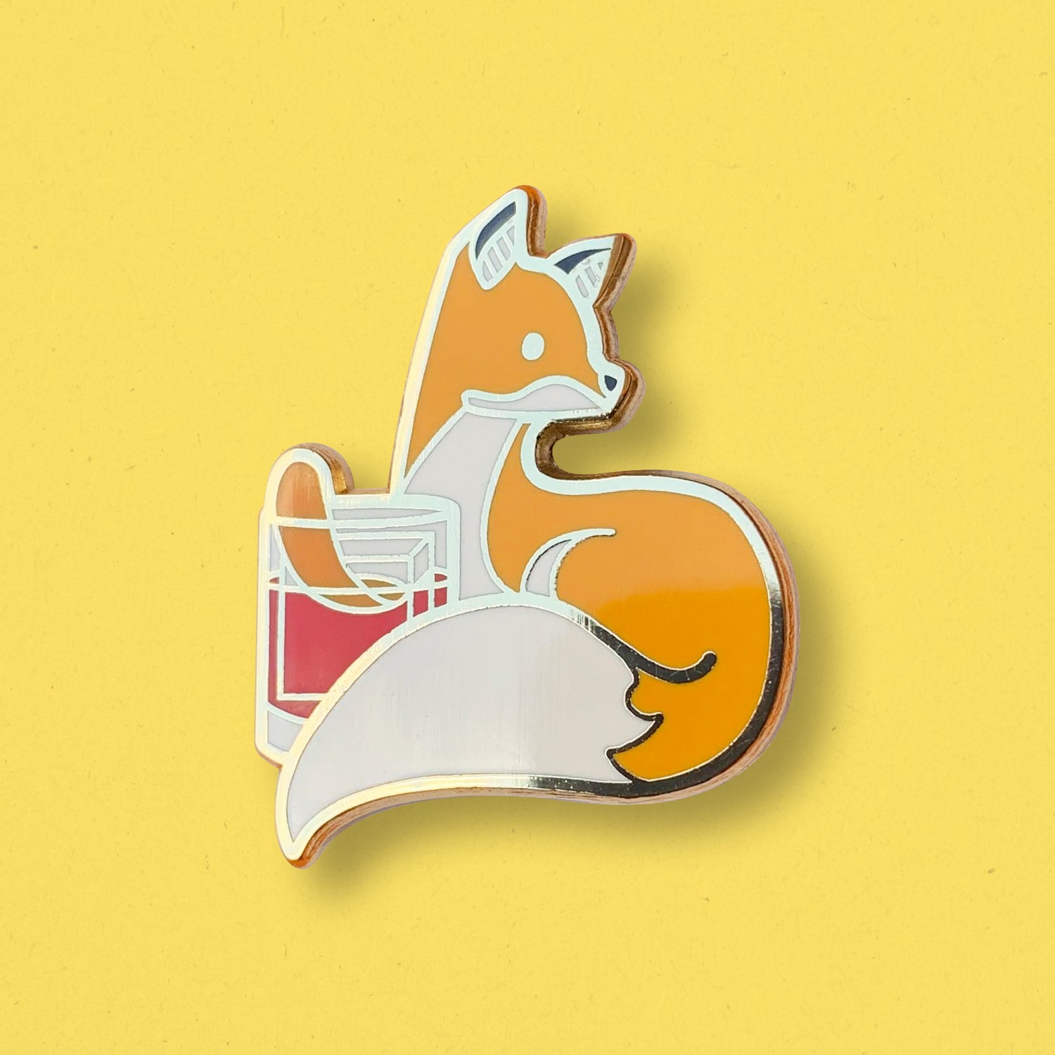 Fox and Negroni Cocktail Hard Enamel Pin by Cocktail Critters