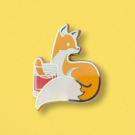 Fox and Negroni Cocktail Hard Enamel Pin by Cocktail Critters