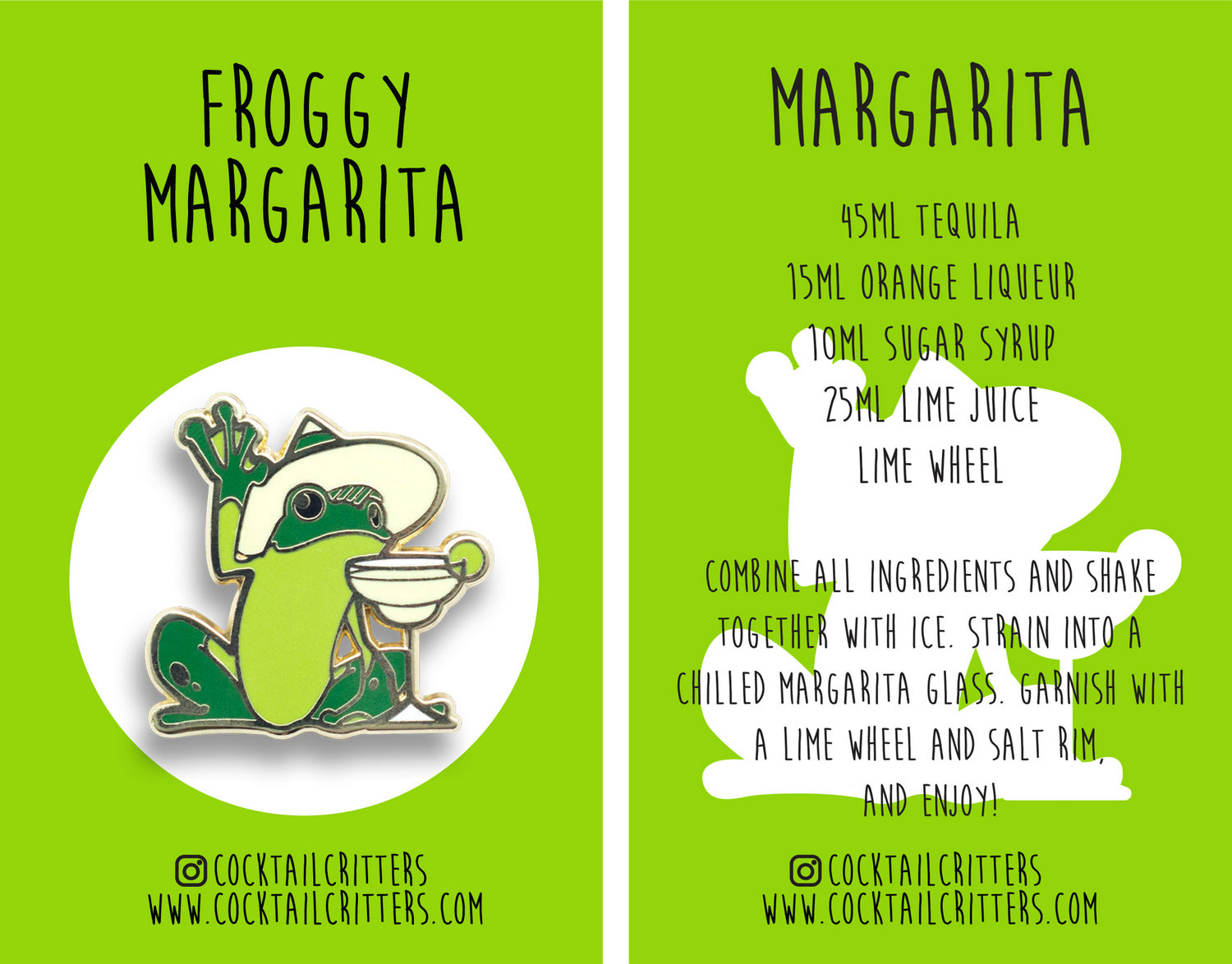 Cocktail Critters Frog x Margarita Enamel Pin