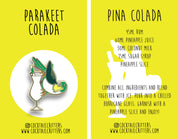 Parakeet and Pina Colada Cocktail Hard Enamel Pin by Cocktail Critters