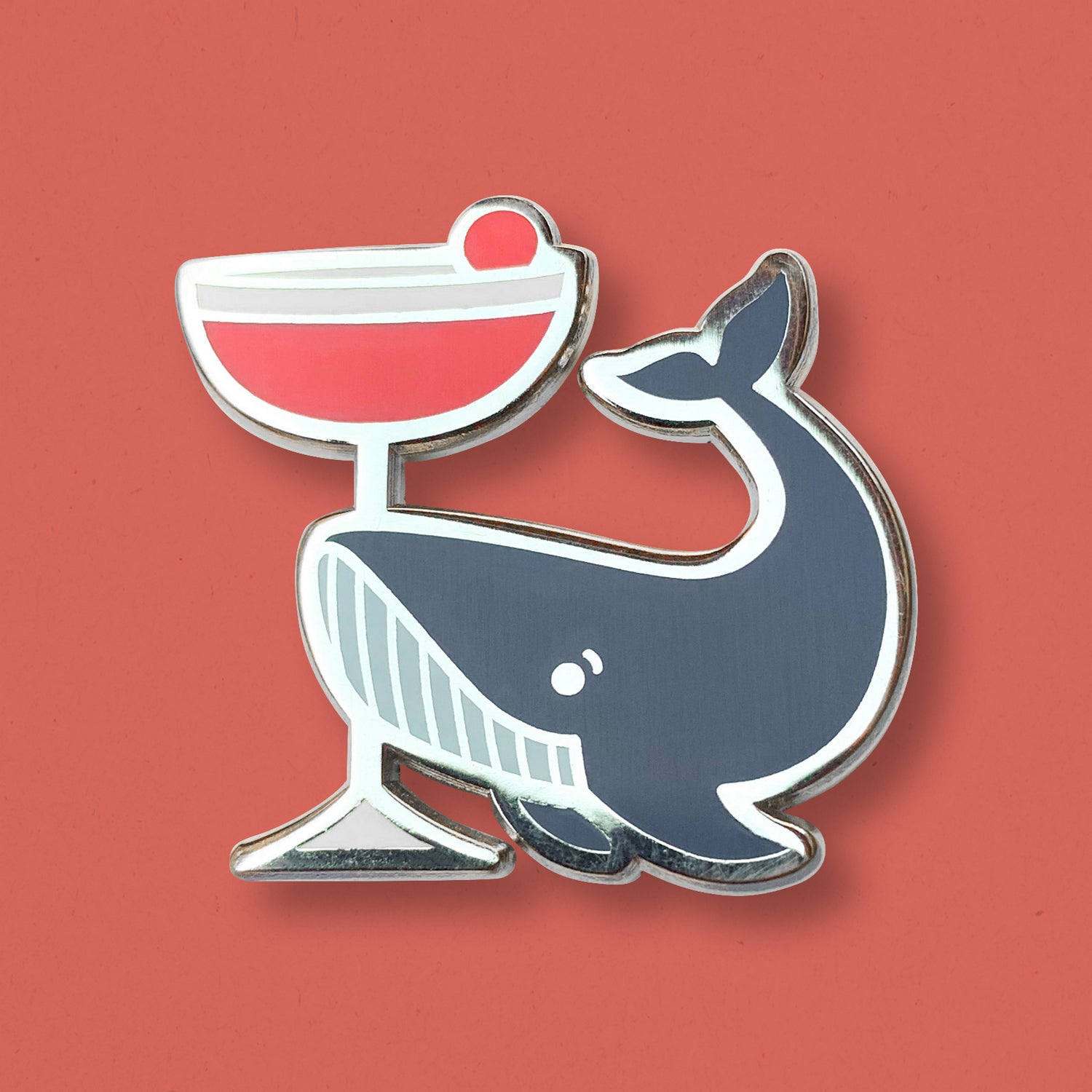 Blue Whale & Clover Club Cocktail Hard Enamel Pin by Cocktail Critters