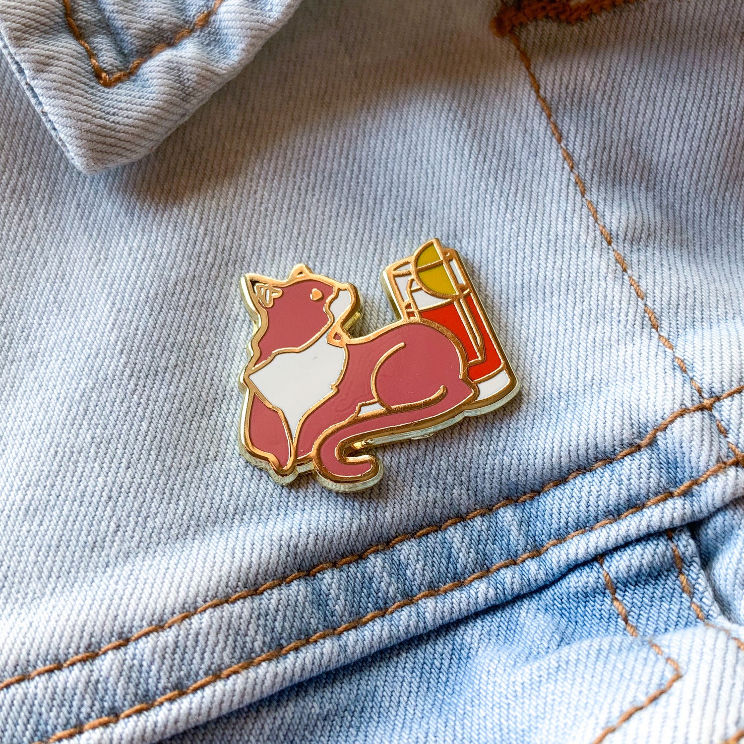 Taby Cat & Americano Cocktail Hard Enamel Pin by Cocktail Critters