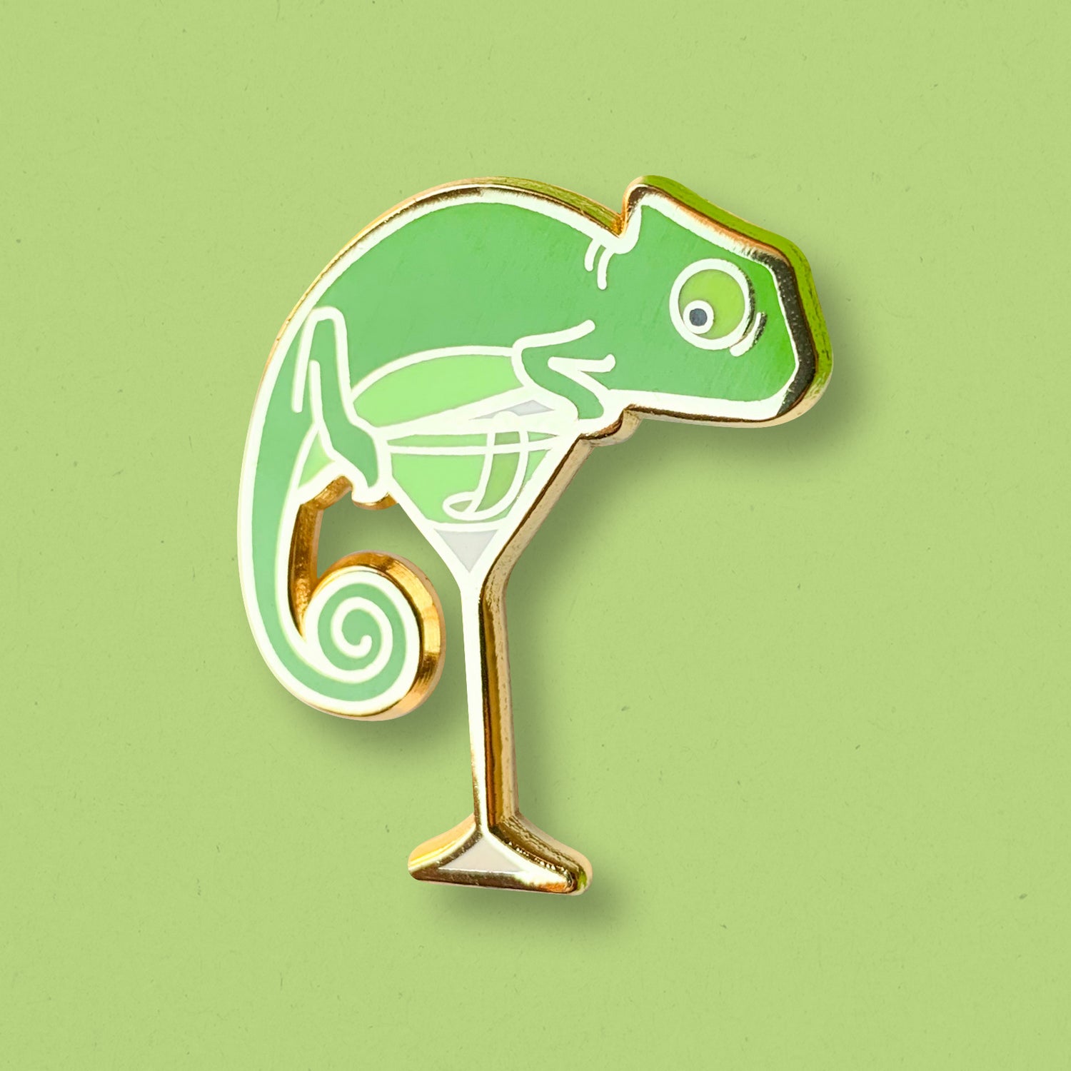 Chameleon & Last Word Cocktail Hard Enamel Pin by Cocktail Critters